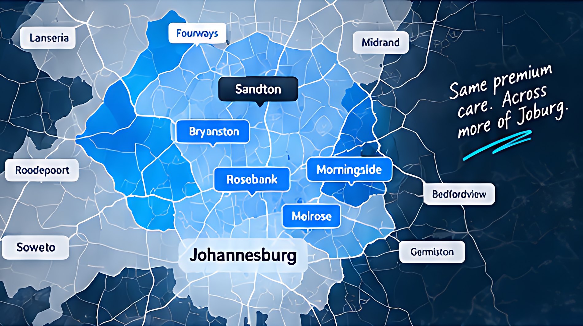 Map of SpinDrop coverage across Greater Johannesburg
