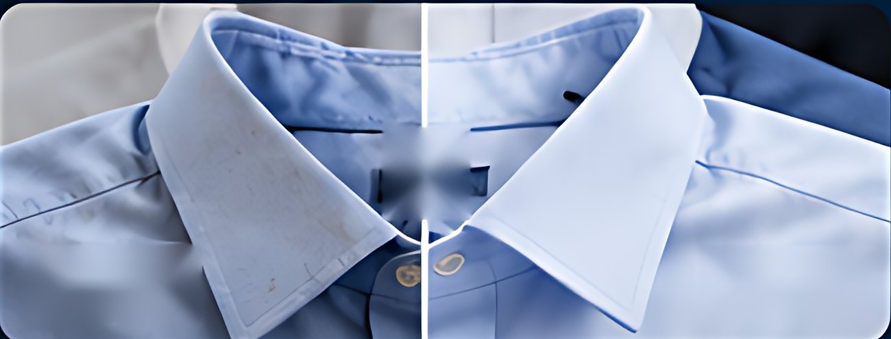 Shirt collar before and after cleaning