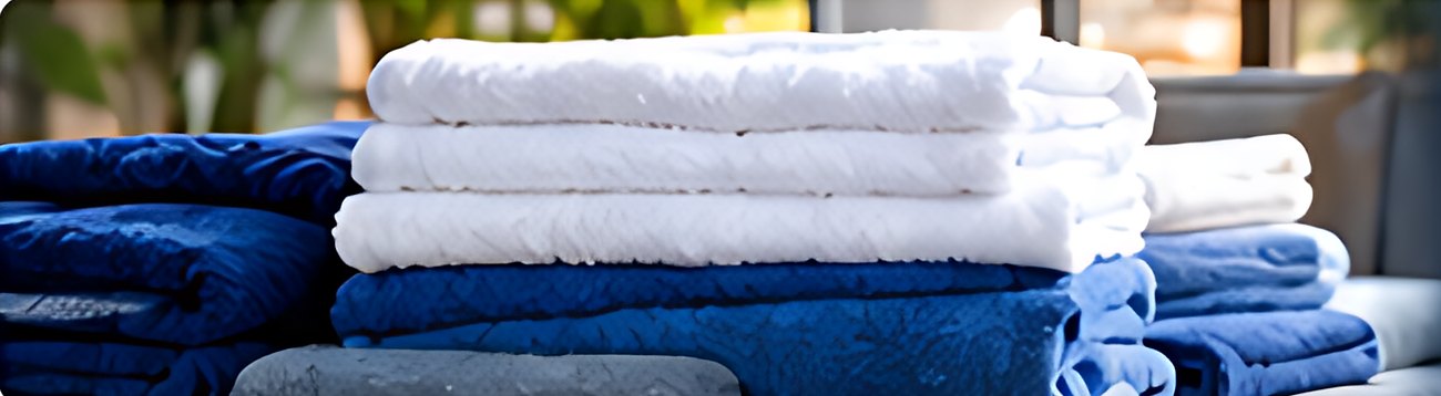 Stacks of folded commercial linen
