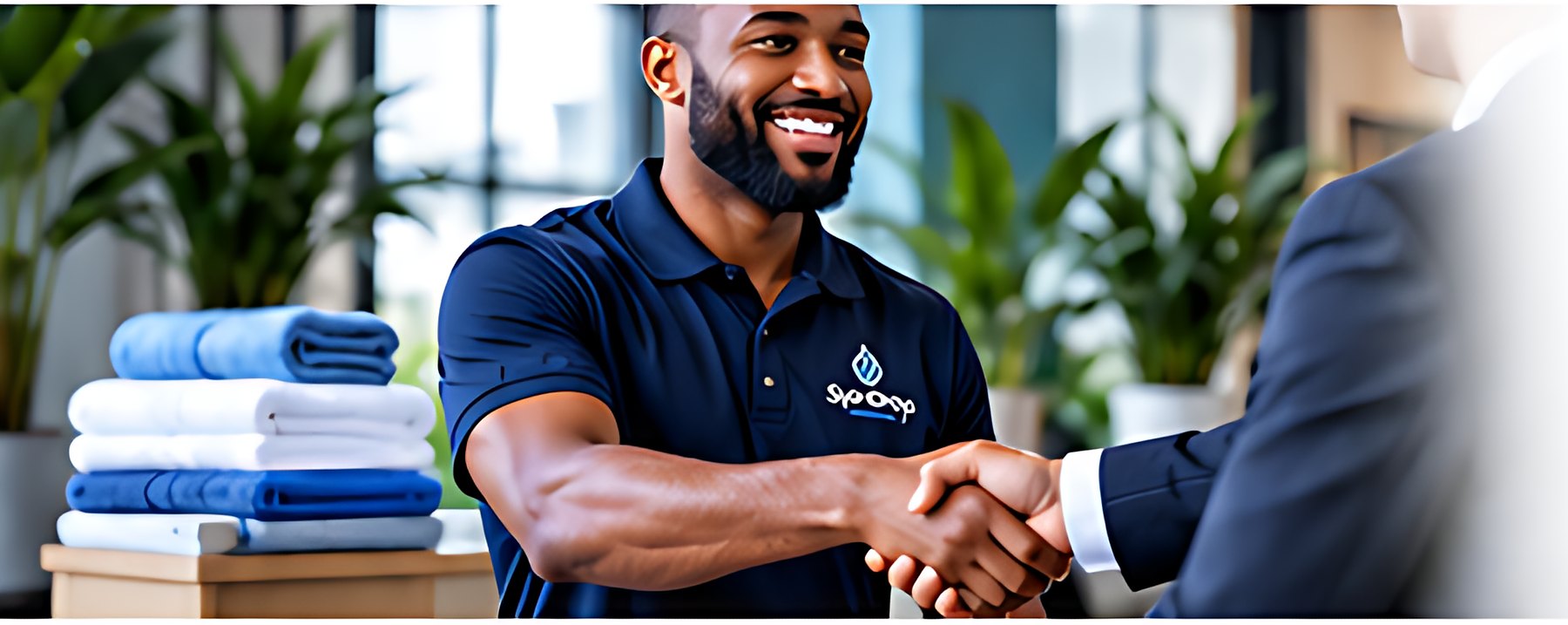 SpinDrop team member shaking hands with a business client